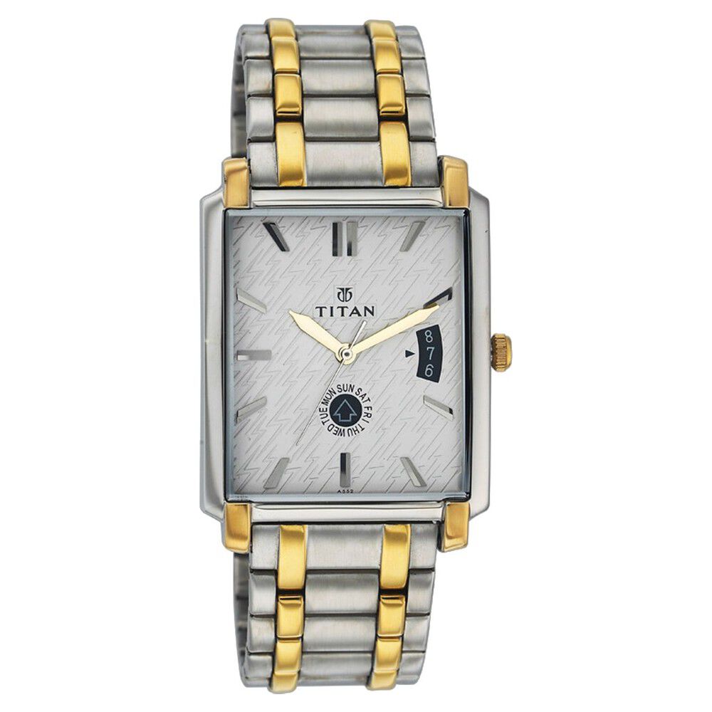 Titan Quartz Analog With Day And Date Silver Dial Watch For Men NE1506 titan-quartz-analog-with-day-and-date-silver-dial-watch-for-men-ne1506