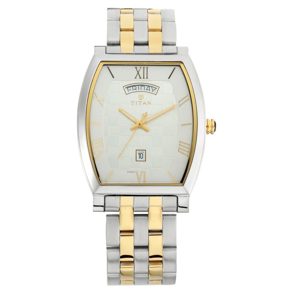 Titan Grandmaster Silver Dial Analog with Day and Date Metal Strap
