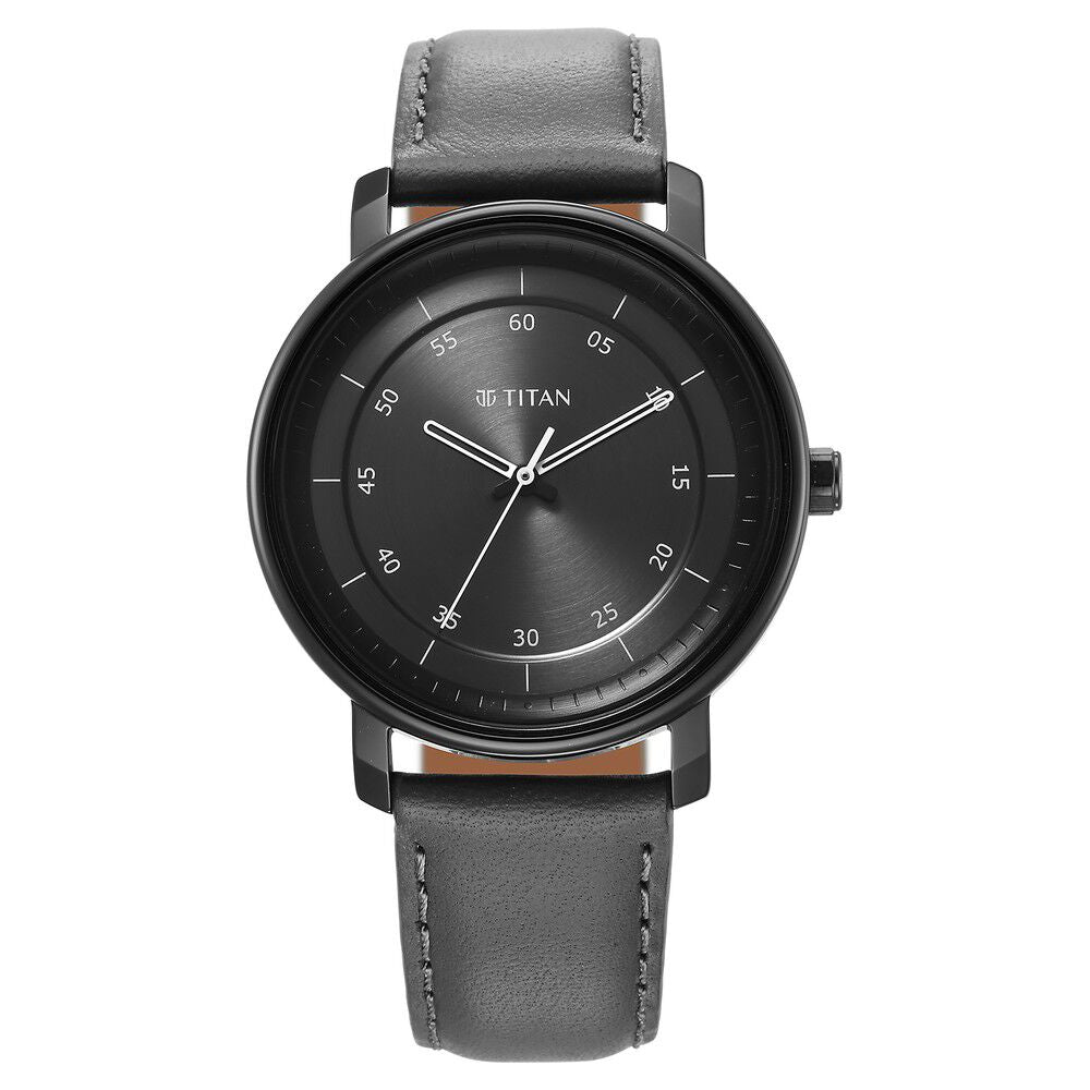 Titan Workwear Quartz Analog Anthracite Dial Leather Strap Watch