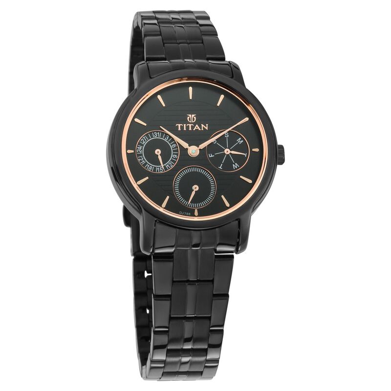 Titan Black Dial Black Metal Analog Watch Titan Men Slim