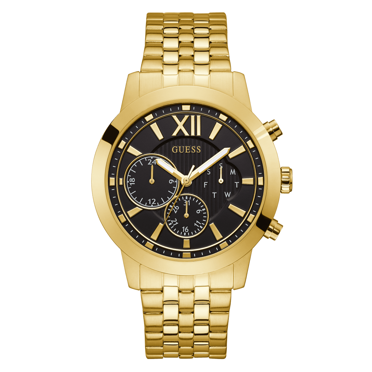 GUESS Mens Gold Tone Multi Function Watch The Watch Factory