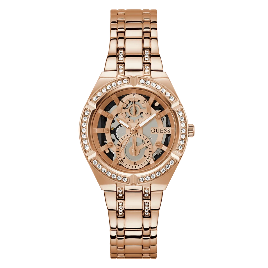 Guess Women\'s Rose Gold Tone Watch with Crystal Detailing GUESS® Crystal analogue watch-ring main image 3