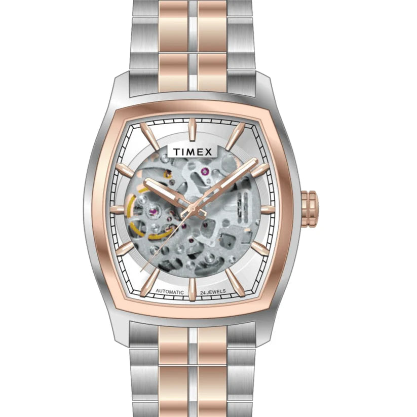 Timex Automatic Silver Tonneau Dial Stainless Steel Men's Watch