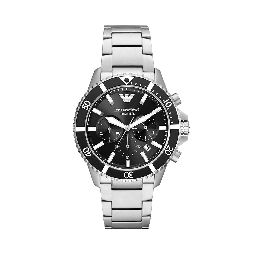 Men's black stainless steel chronograph emporio 2024 armani watch ar2453