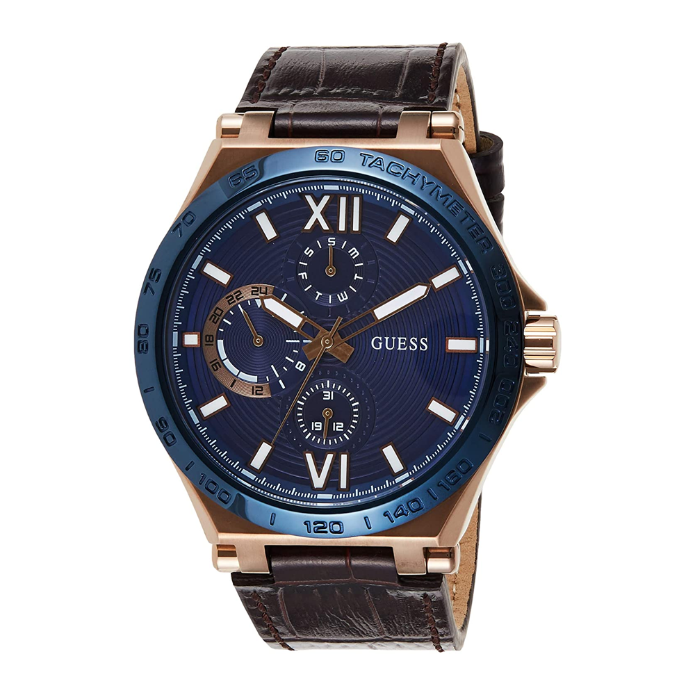 Mens – Genuine Watch ® Blue Analogue GW0204G Factory Watch Guess - Dial Leather RENEGADE The
