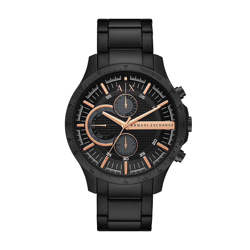 Mens black armani watch sale
