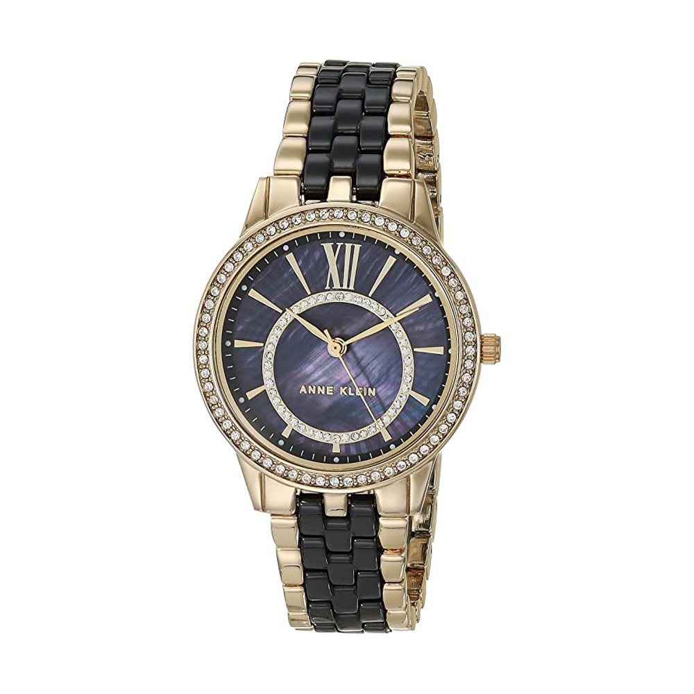 Anne klein black 2025 dial ladies watch