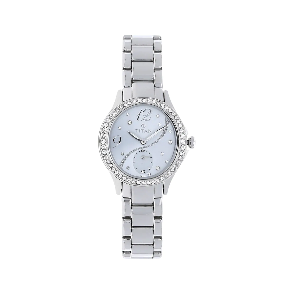 Titan watches for ladies silver hot sale