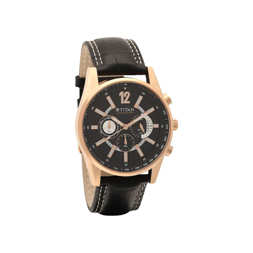 Titan chronograph black on sale dial men's watch