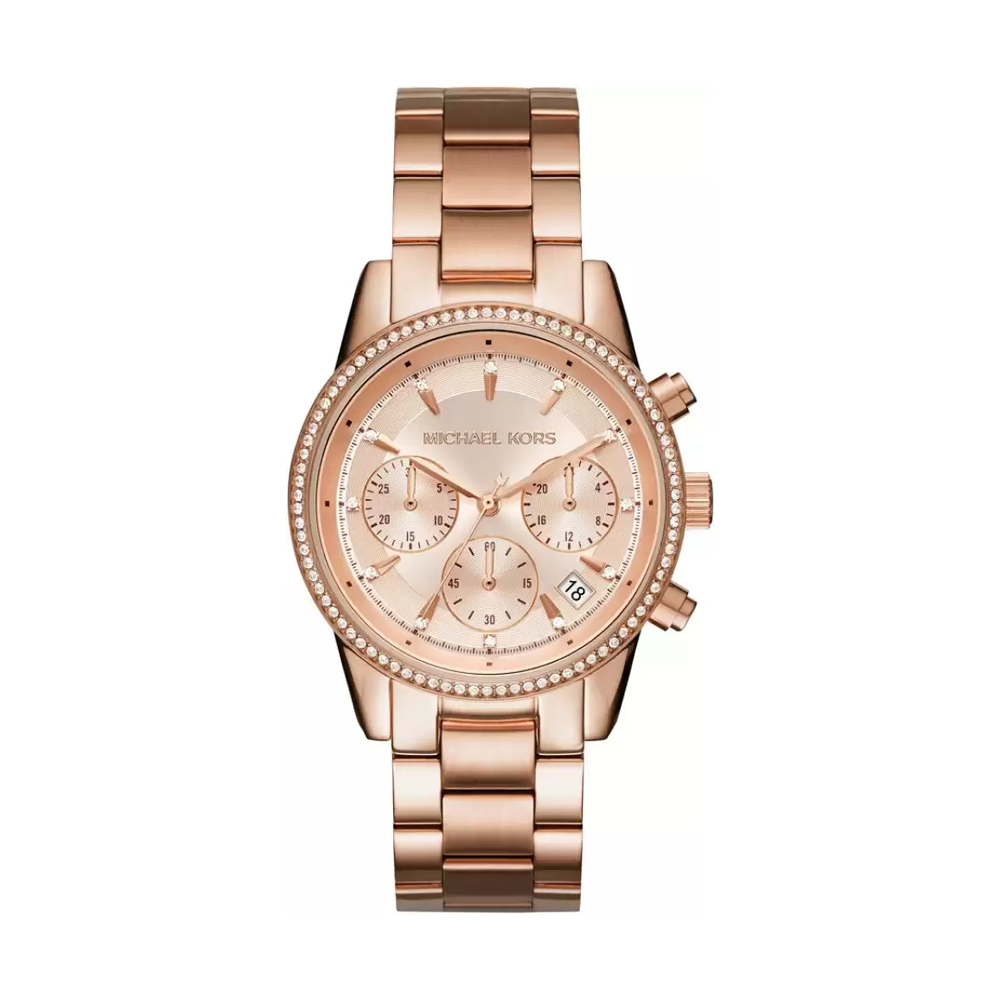 Michael kors rose gold deals watch with swarovski crystals