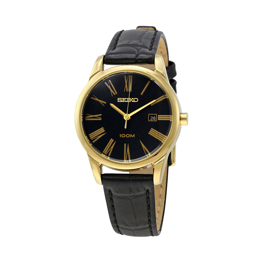 Black Leather Seiko Ladies Leather Strap Watches Seiko Chorus 2518