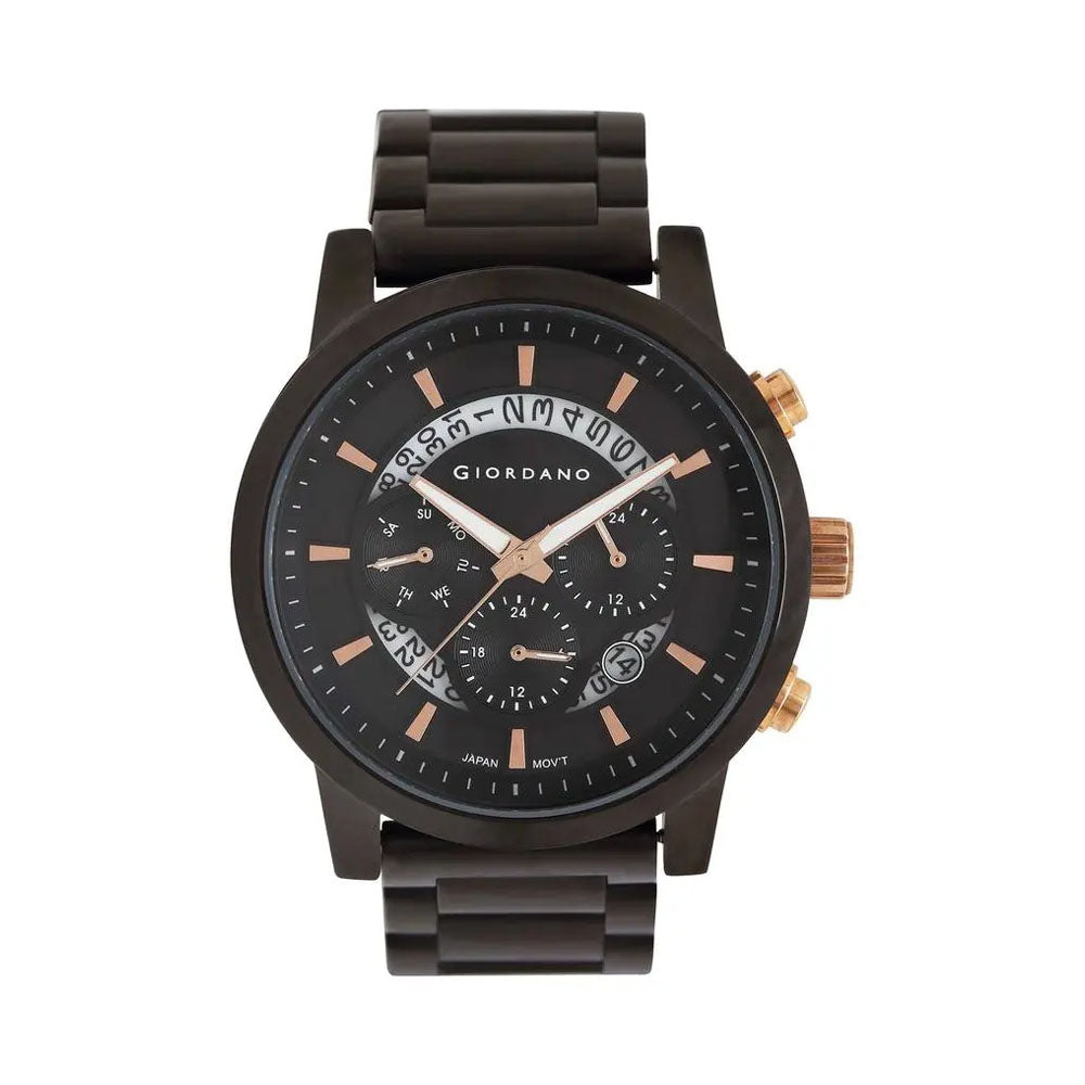 Giordano Men s Black Dial Metallic Multi Function Watch GD 1093