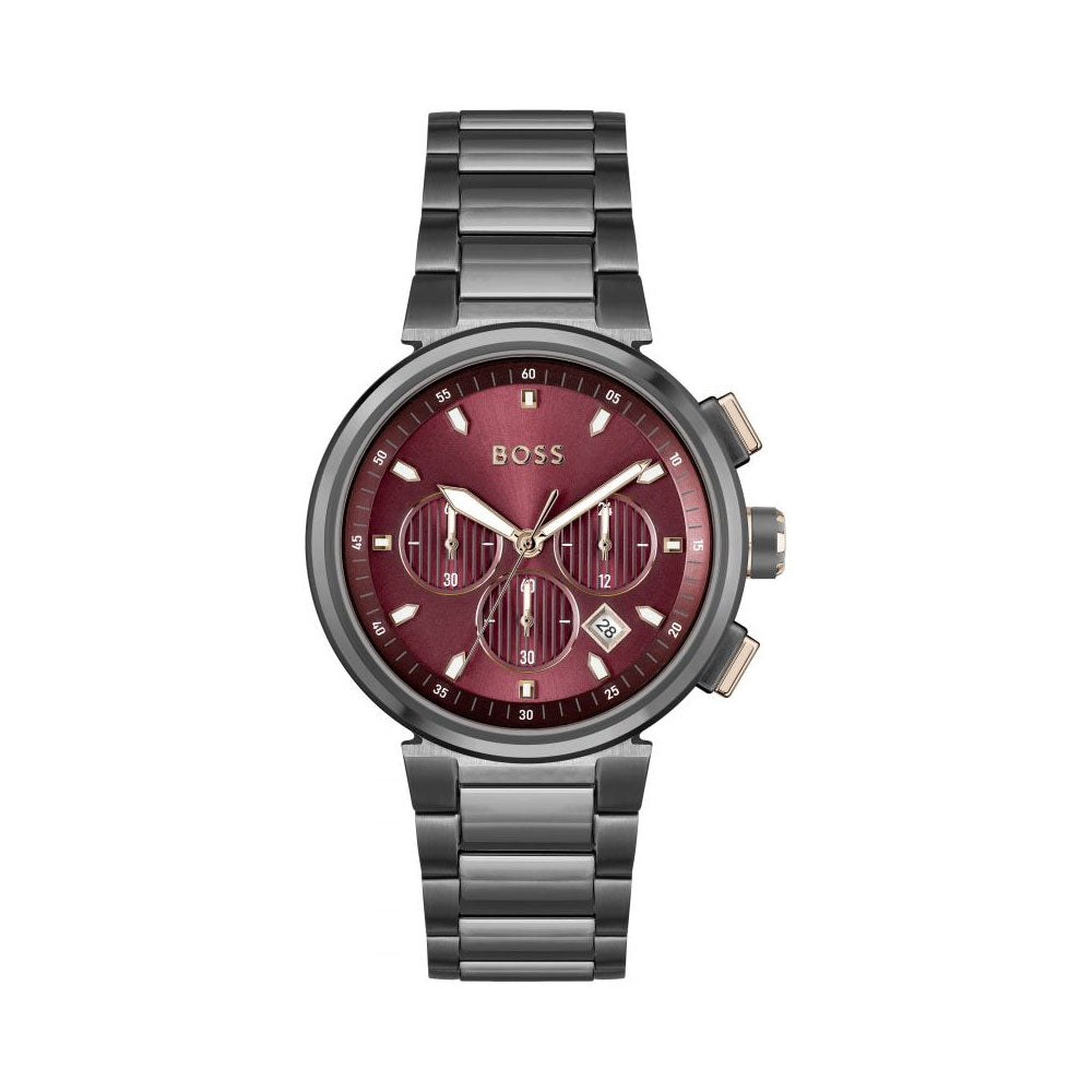 HUGO BOSS Mens One Burgandy Dial Watch 1514000 – The Watch Factory ®