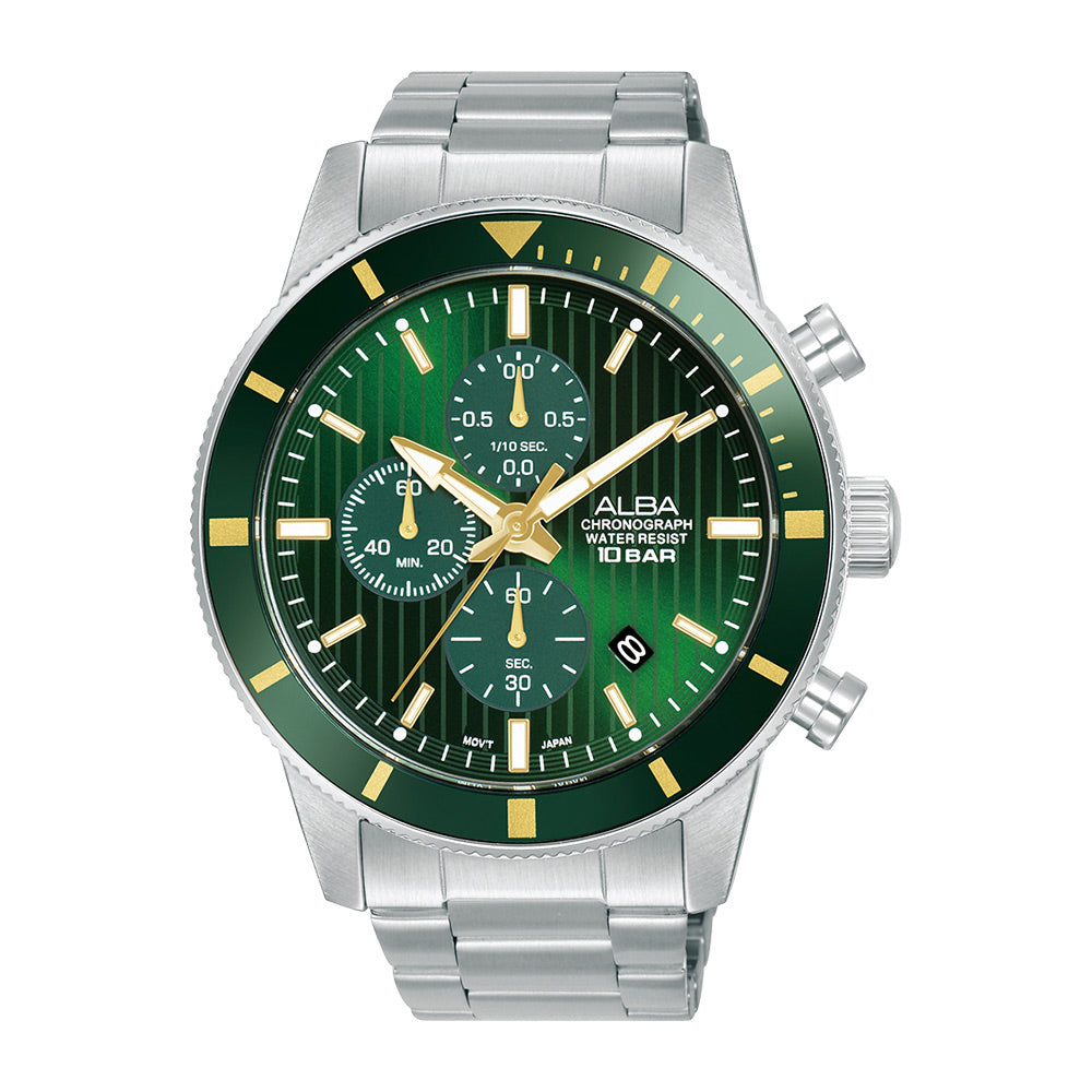 Alba AM3953X1 Forest Green Patterned Dial Chronograph – The Watch