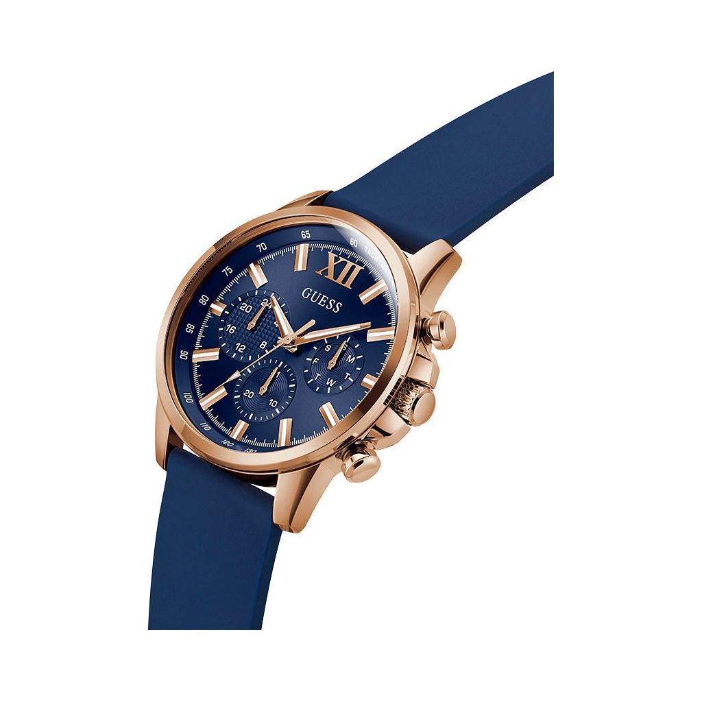 GUESS Mens Blue Rose Gold Tone Analog Watch GW0913G1