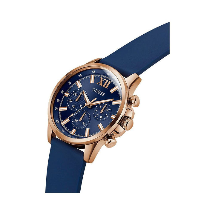 GUESS Mens Blue Rose Gold Tone Analog Watch GW0913G1