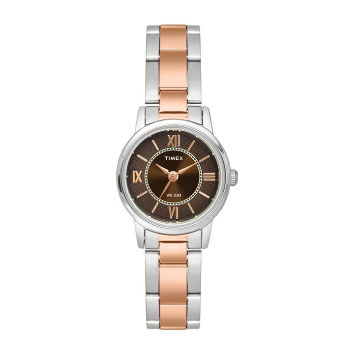 Timex Classics Pairs Brown Dial Round Case 3 Hands Function Watch -TW00PR214