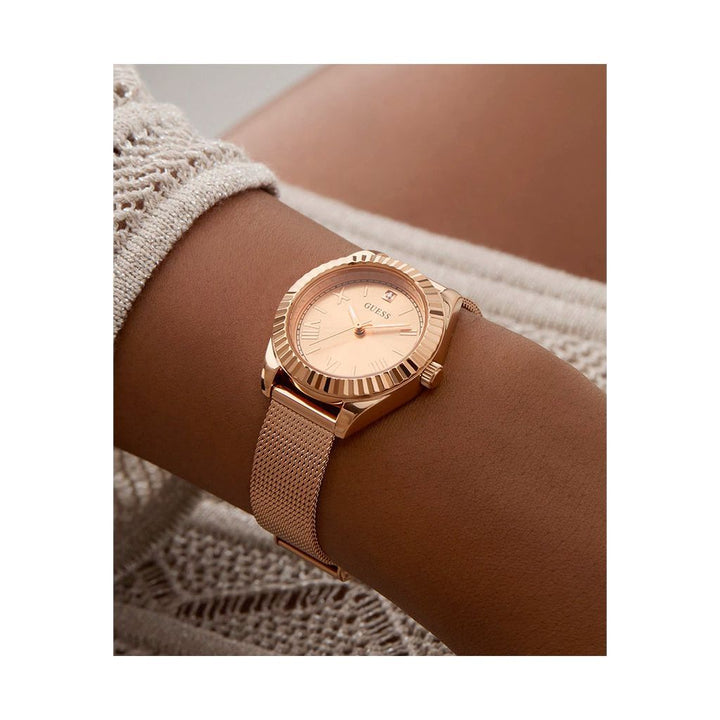 GUESS Ladies Rose Gold Tone Analog Watch GW0842L3