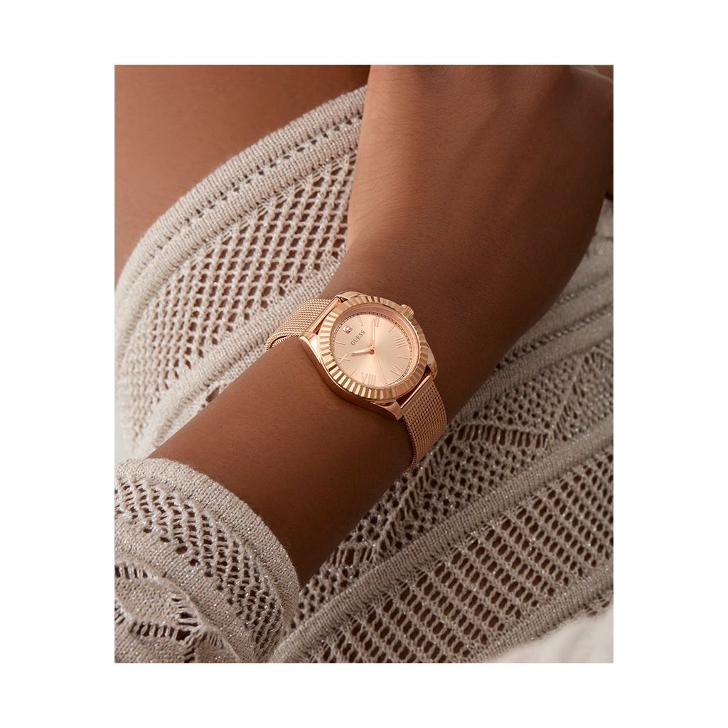GUESS Ladies Rose Gold Tone Analog Watch GW0842L3