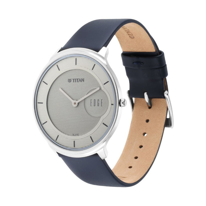 TITAN Edge Baseline Watch with Grey Dial & Blue Leather Strap 1843SL01(DL375)