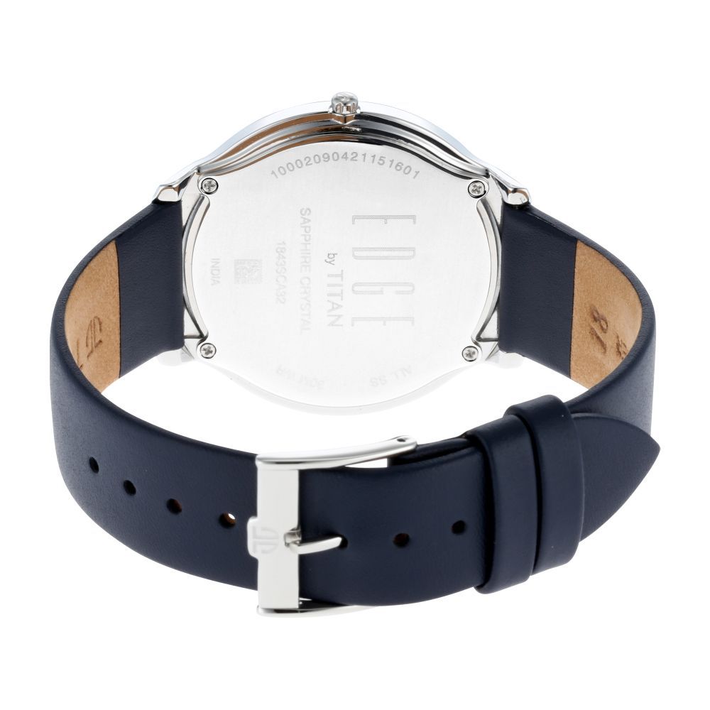 TITAN Edge Baseline Watch with Grey Dial & Blue Leather Strap 1843SL01(DL375)