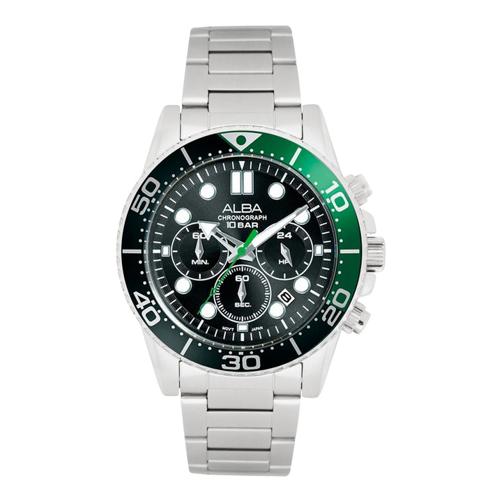 AT3J39X1 Midnight Black Dial with Black+Green Bezel Chronograph