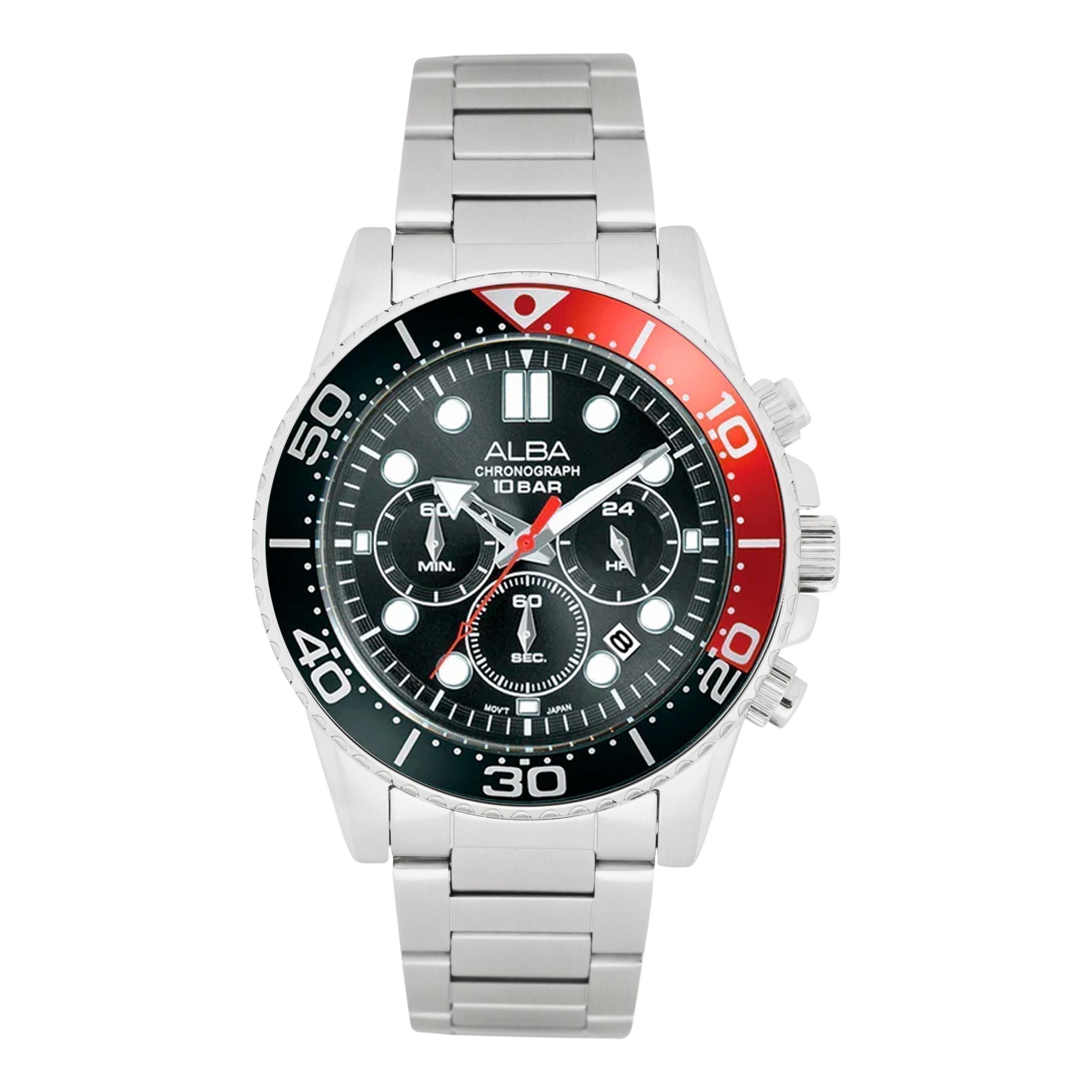 Alba AT3J62X1 Black Dial Chronograph with Leather Strap – The