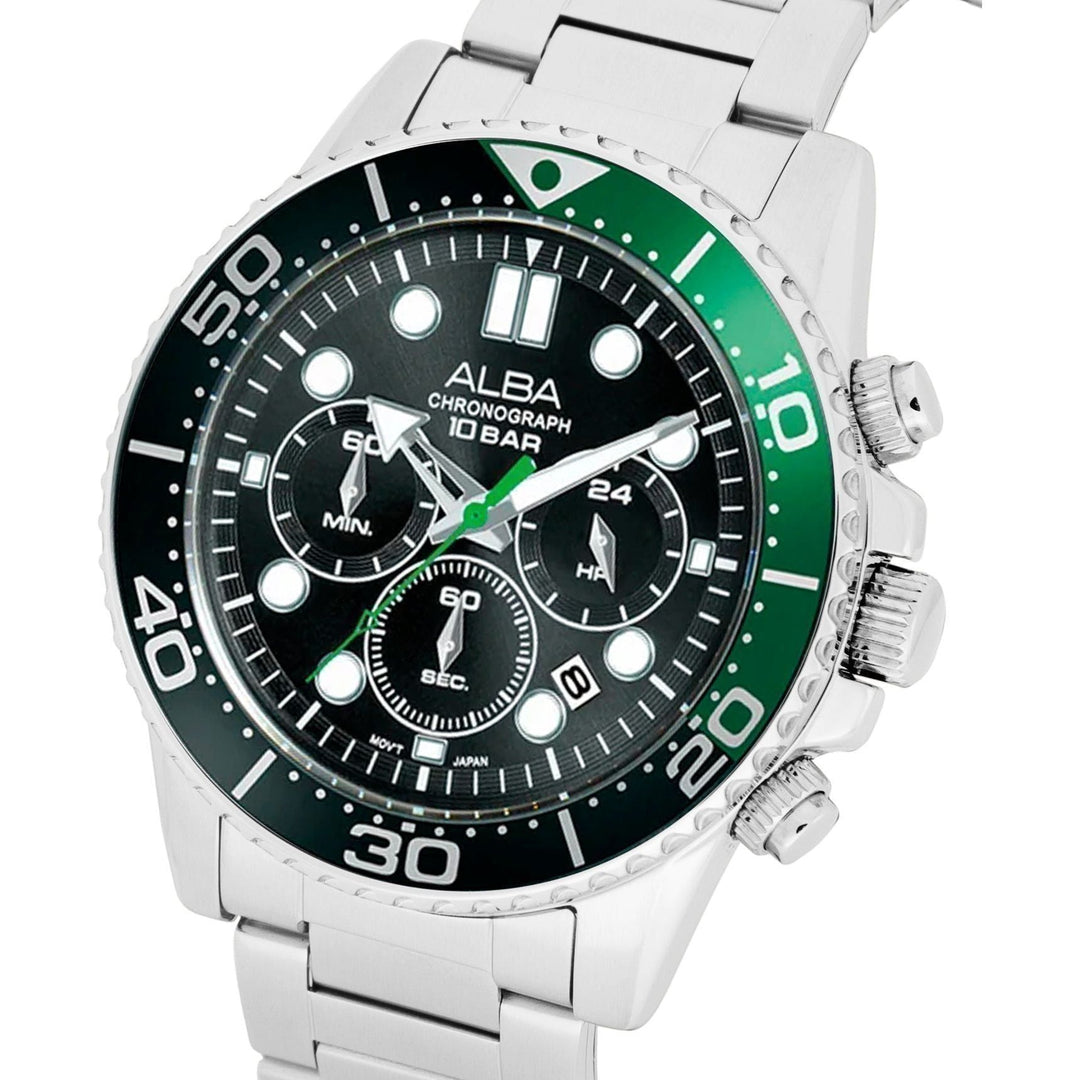 AT3J39X1 Midnight Black Dial with Black+Green Bezel Chronograph