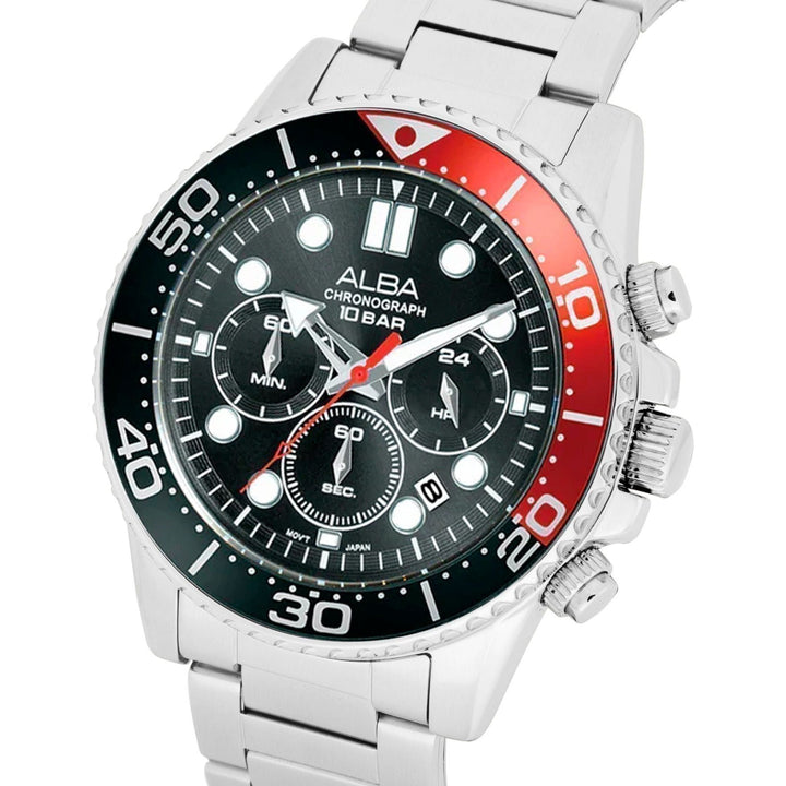 AT3J37X1 Midnight Black Dial with Black+Red Bezel Chronograph