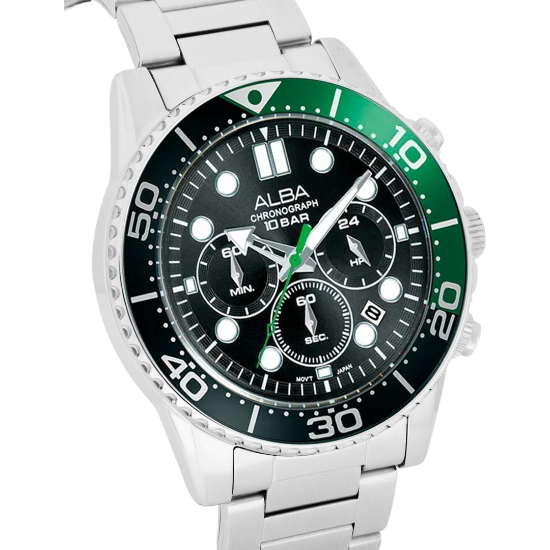 AT3J39X1 Midnight Black Dial with Black+Green Bezel Chronograph