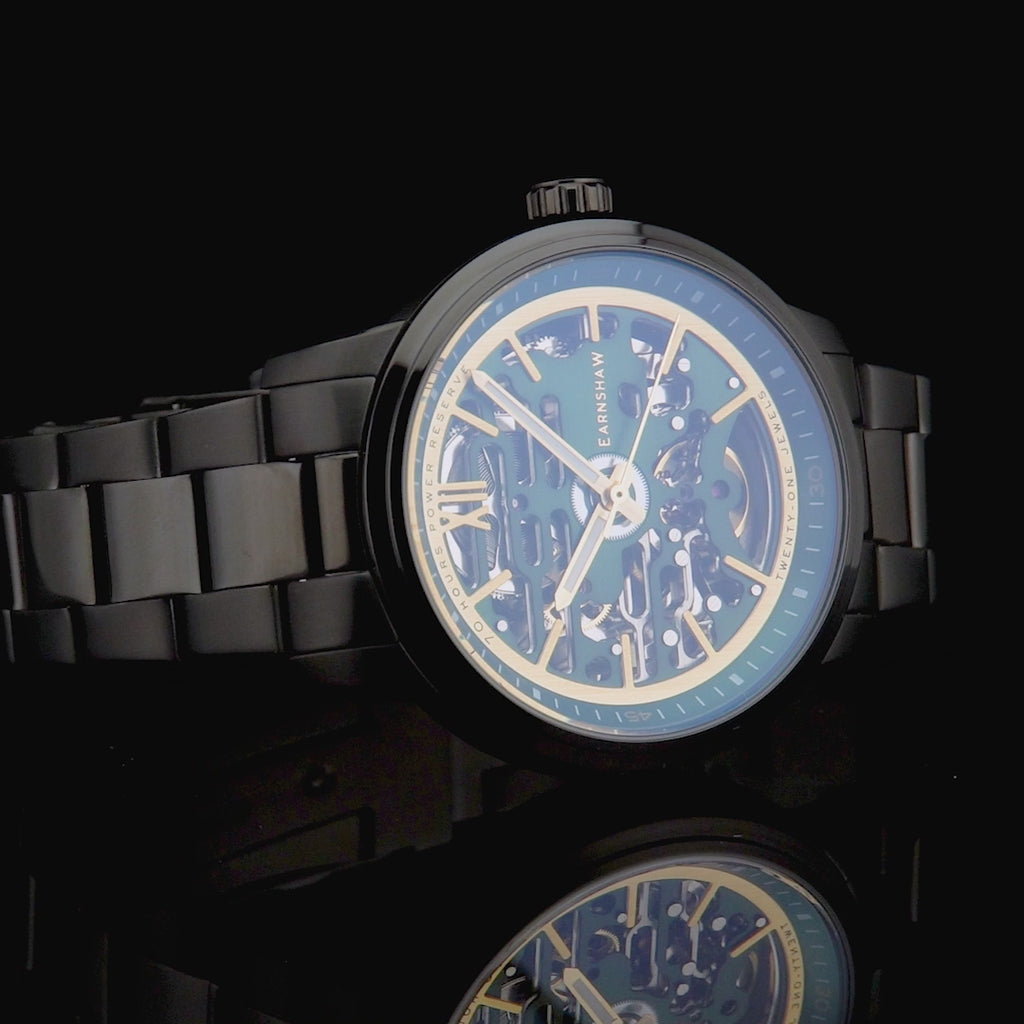 Earnshaw Babbage High Beat 72 Hour Power Reserve Skeleton Automatic Carbon Black Gold