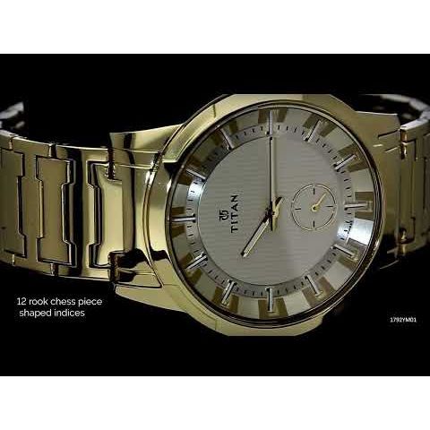 Titan Grandmaster Champagne Dial Analog Metal Strap Watch for Men-NL1792YM01