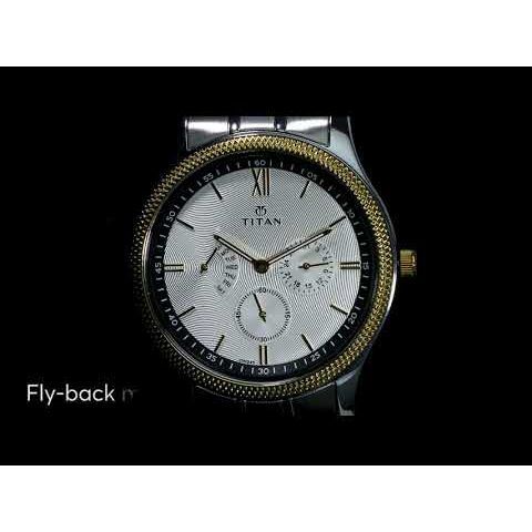 Titan Quartz Multifunction White Dial Stainless Steel Strap watch for Men-NL1768BM01