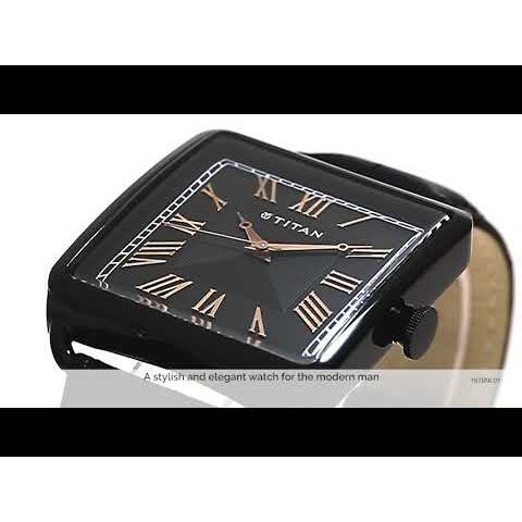 Titan Quartz Analog Black Dial Leather Strap Watch for Men-1676NL01