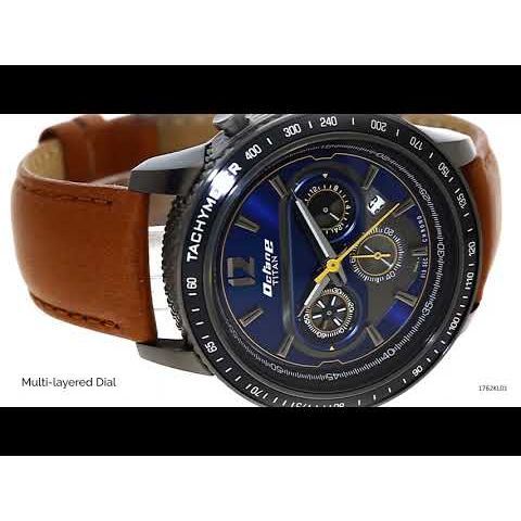 Titan Octane Blue Chrono Leather Strap watch for Men-NT1762KL01