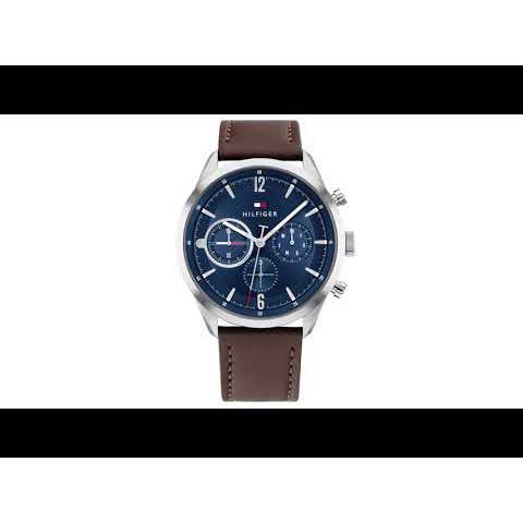 Tommy Hilfiger Blue Dial Leather Strap Watch for Men-NTTH1791940