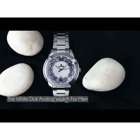 Titan Quartz Analog with Date White Dial Stainless Steel Strap Watch for Men-NN1585SM06