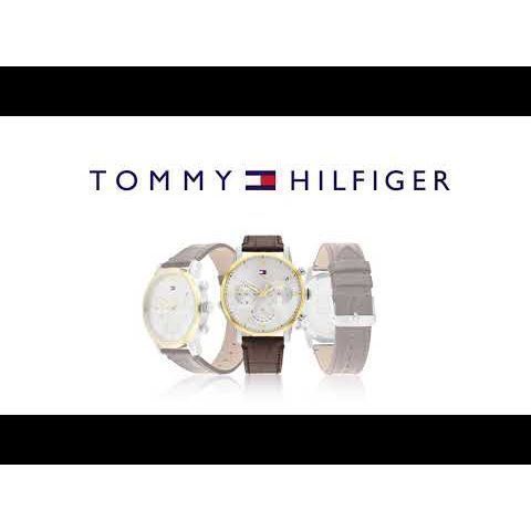 Tommy Hilfiger Multifunction Silver Round Dial Brown Leather Strap Watch For Men-NTTH1791884