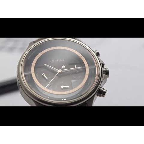 Titan Grandmaster Brown Dial Quartz Multifunction Leather Strap watch for Men-NS1846QL01