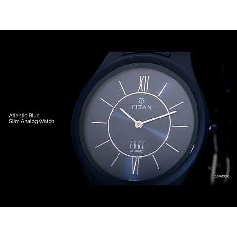 Titan Quartz Analog Blue Dial Ceramic Strap Watch for Men-NN1696QC05