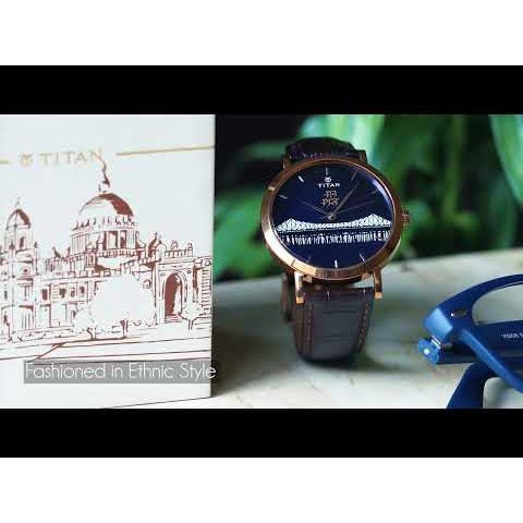 Titan Quartz Analog Mother of Pearl Dial Leather Strap Watch for Men-1740WL03