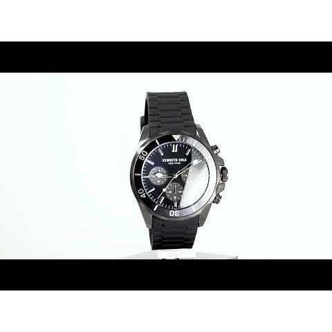 Kenneth Cole Quartz Chronograph Black Dial Silicone Strap Watch for Men-NDKCWGO2105002MN