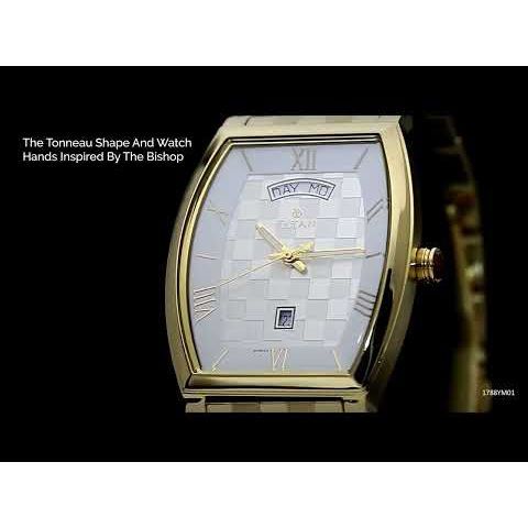 Titan Quartz Analog with Day and Date Silver Dial Metal Strap Watch for Men-1788YM01