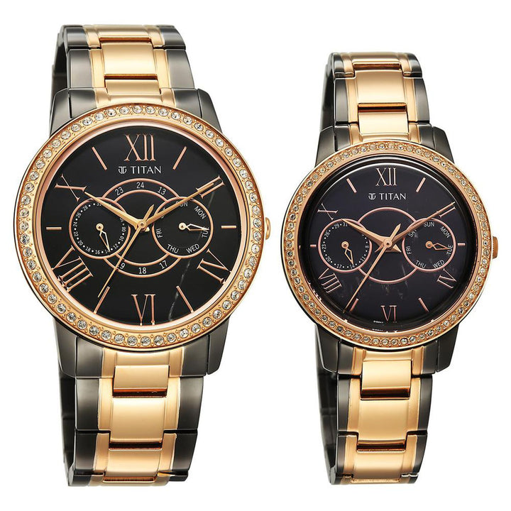 Titan Royal Bandhan 100022778KM01 Black Dial Couple Watch