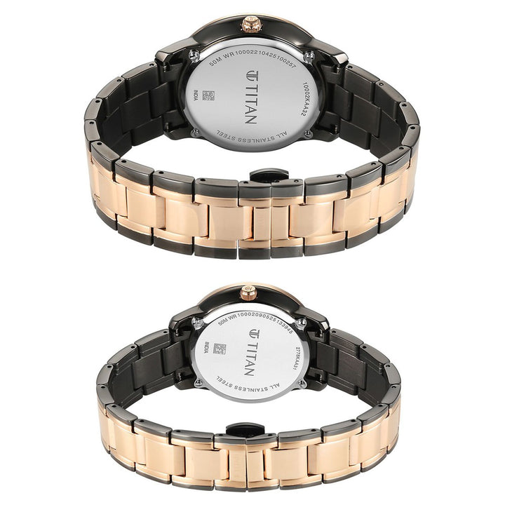 Titan Royal Bandhan 100022778KM01 Black Dial Couple Watch