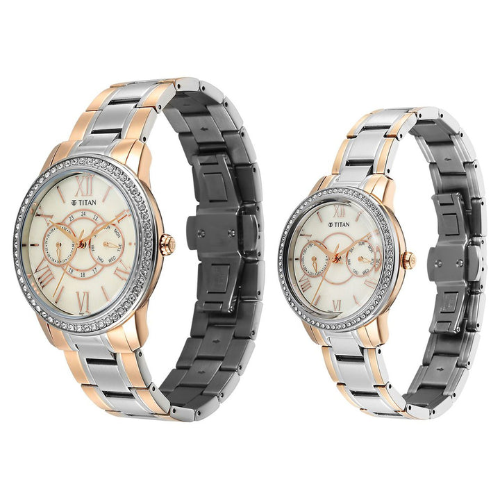 Titan Royal Bandhan 100022778KM02 Pink Dial Couple Watch