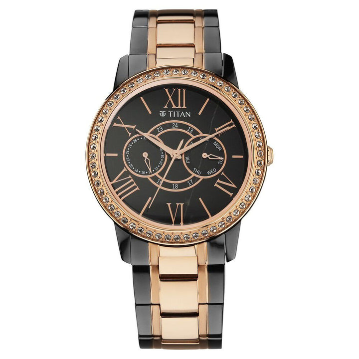 Titan Royale Quartz Multifunction Marble Dial Dual - Tone Stainless Steel Strap Watch for Men - The Watch Factory ®