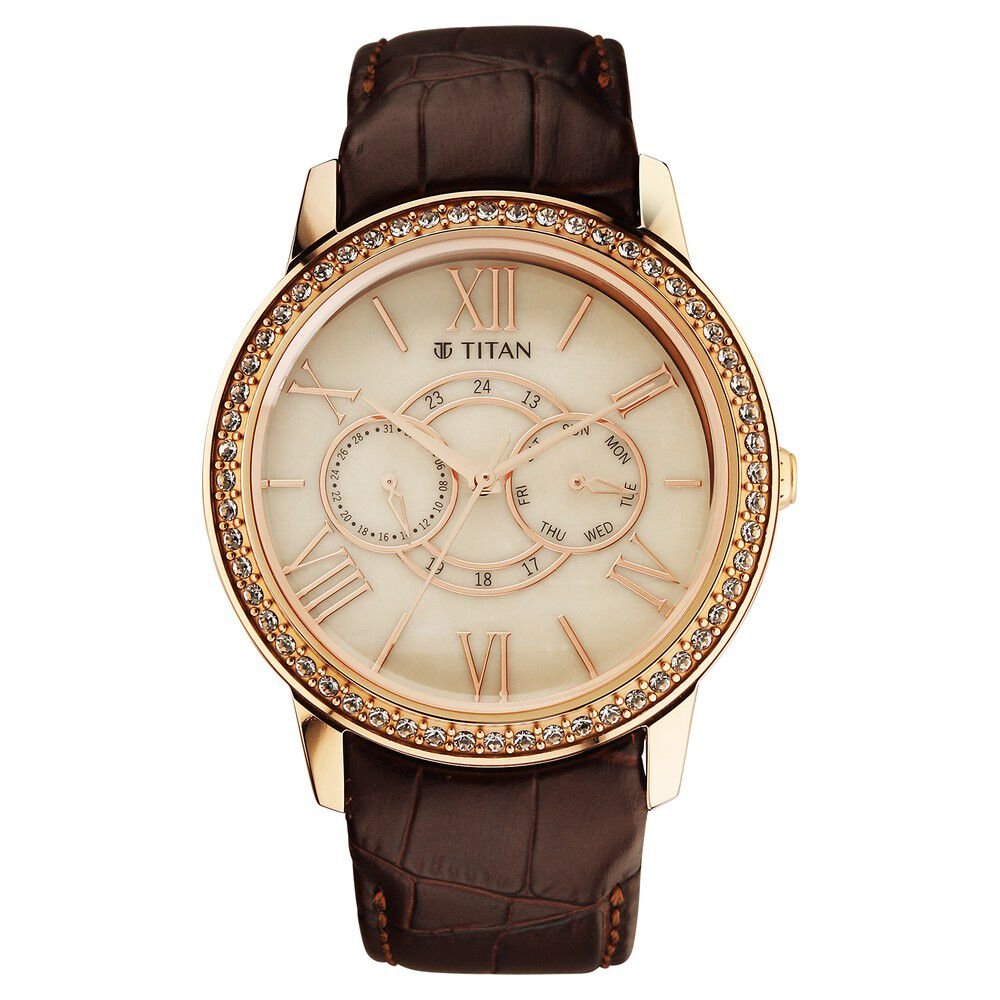 Titan Royale Quartz Multifunction Marble Dial Leather Strap Watch for Men - The Watch Factory ®