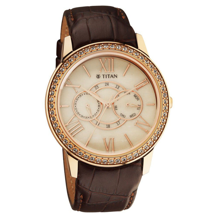 Titan Royale Quartz Multifunction Marble Dial Leather Strap Watch for Men - The Watch Factory ®