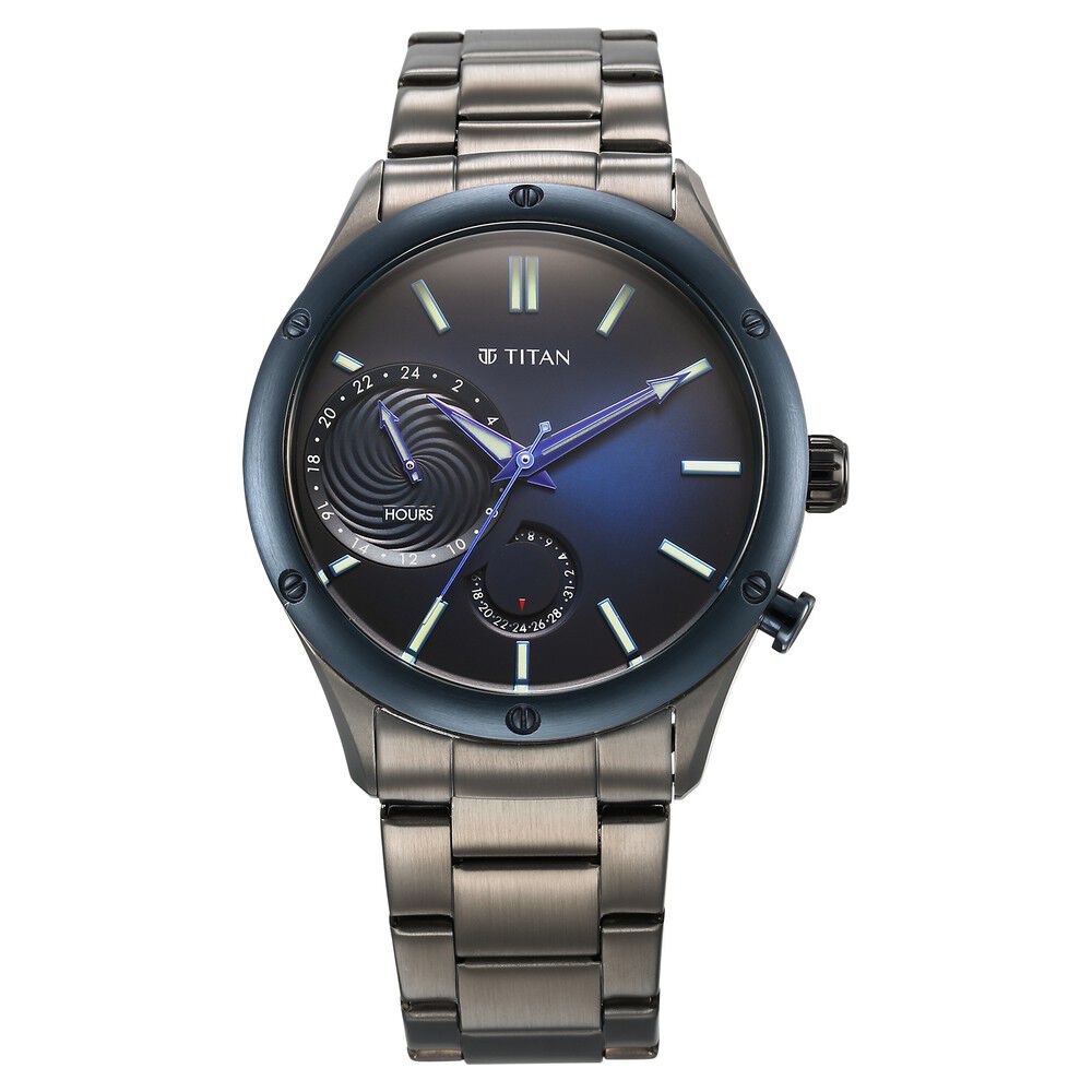 Titan Stellar Multifunction Blue Dial Grey Stainless Steel Strap Watch For Men - The Watch Factory ®